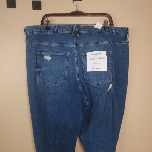 Good American Good Boy Double Split Hem Jeans Dark Wash Size 18 NWT - Picture 7 of 12